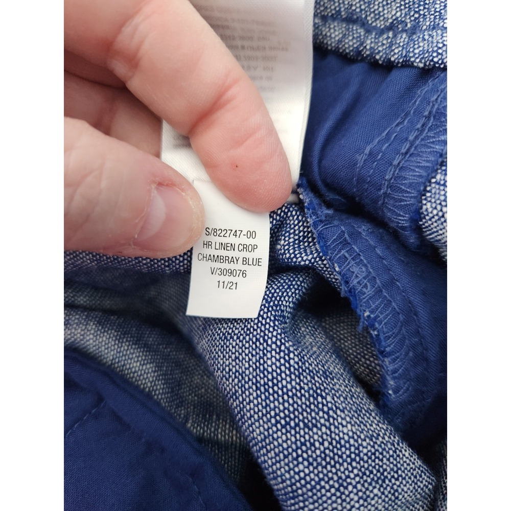NWT Old Navy Womens Sz 4X Chambray Blue Linen Blend High Rise Crop Pants Pull On - Picture 14 of 15